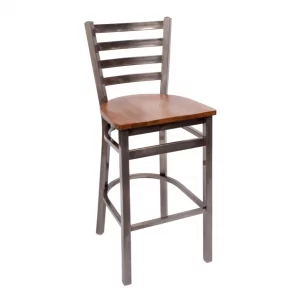 Lima Cafe Lunchroom Chair Stool with a wooden seat and metal frame, designed for cafes and lunchroom settings.