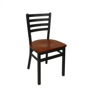 Lima Cafe Lunchroom Chair Stool with a black wooden frame and brown seat, designed for cafe and lunchroom settings.