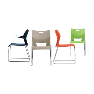 Bleecker Cafe Lunchroom Chair Stool 2 in multiple colors, showcasing modern design with a sleek metal frame and ergonomic seating, ideal for cafe and lunchroom environments.