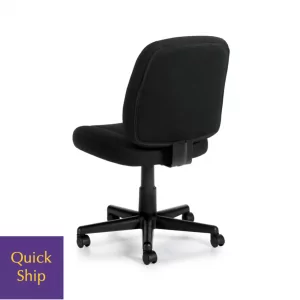 Wit 3 upholstered desk chair in black fabric with a low back and five-star base, featuring a "Quick Ship" tag, suitable for office furniture.