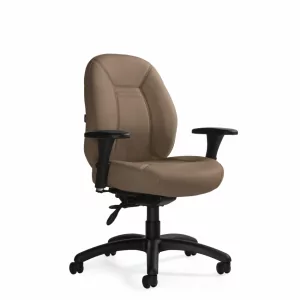 Wit 3 upholstered desk chair in beige with armrests and a five-star base, designed for office use.