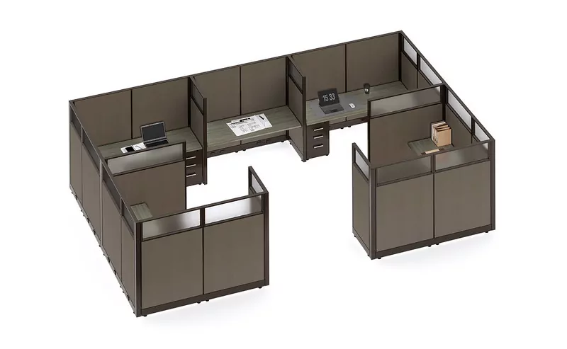 New Cubicle Friant Novo 6 office cubicle layout with workstations, storage drawers, and a modern design, suitable for office environments.