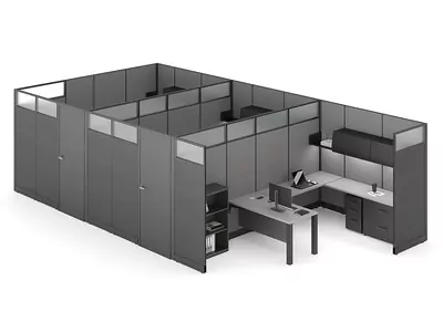 New Cubicle Friant Novo 7 design featuring multiple workstations, partitioned walls, and modern office furniture elements.