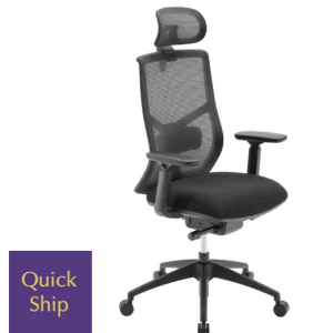 Starlight 2 ergonomic office chair with mesh back and seat, featuring adjustable armrests and headrest, labeled "Quick Ship" for fast delivery.