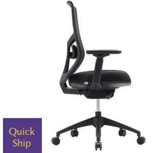 Starlight 1 office chair in black, featuring ergonomic design and rolling wheels, with "Quick Ship" label in the bottom left corner.